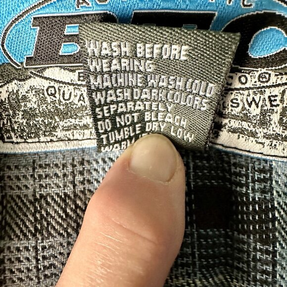 BTC Plaid Flannel Button Up Shirt Mens Large Blue Gray Black Western Country NWT - Picture 8 of 10